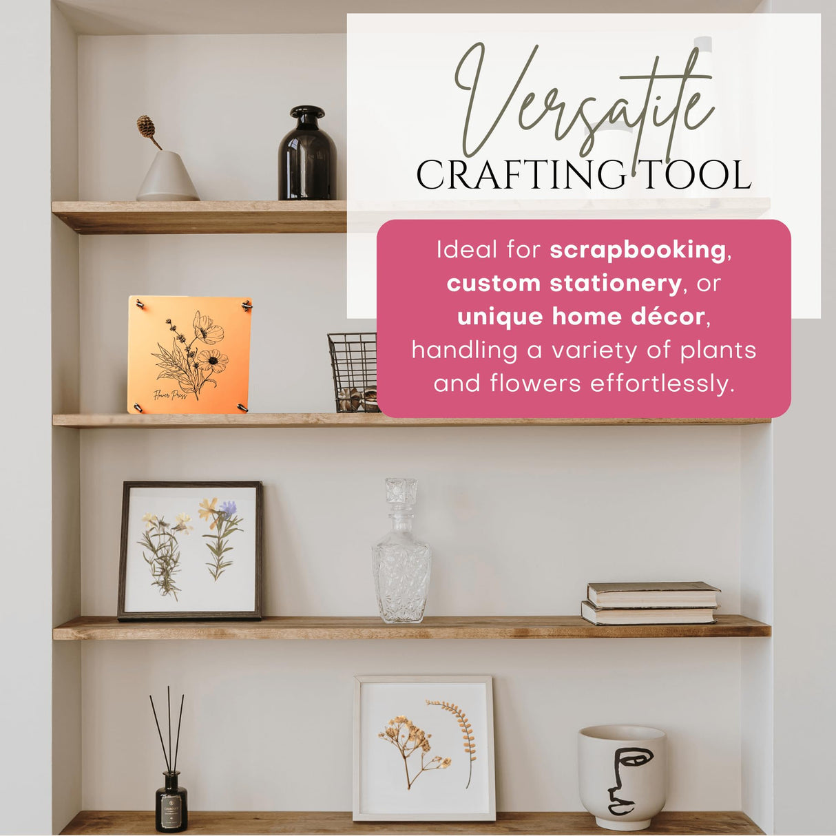 Wooden Flower Press - Durable Bolt Lock Design Complete Pressing Kit w/White Absorbent Sheets, Ebook Guide & More - 10 Layers for Drying & Preserving Flowers - Ideal Craft Gift for Nature Lovers Carnation Canvas