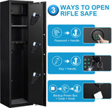 Marcree 5 Gun Safe for Rifles, Gun Cabinet with Drawer, Long Gun Safe with Dual Alarm System, Rifle Safes for Home, Shotgun Safe with LED Light, Rifle Safe with Mute Function Marcree