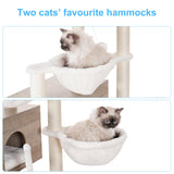 Hey-brother Cat Tree with Litter Box Enclosure, Modern Cat Tower for Indoor Cats with Large Platform, Condo Food Station and 2 Hammocks, All-in-one Cat Furniture, Wood Rustic Gray MPJ115SG Hey-brother