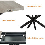 55" -70" Extendable Dining Room Table for 4 6 People,Modern Rustic Kitchen Expanding Table,Wooden Long Large Expandable Dining Room Transformer Table Conference Table for Kitchens,Grey Ufurpie