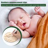 Baby Announcement Sign, 5.9 Inch Round Baby Nursery Name Signs with Ink Pad for Baby Hand and Footprints Wooden Hello World Newborn Sign for Photo LUTER