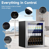 Stopsad Beverage Refrigerator Cooler, 76 Can/1.7 Cubic Feet Mini Fridge with Glass Front Door, Digital Display Small Refrigerator with Adjustable Shelves for Soda, Beer or Wine Stopsad