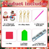 12Pack Christmas Diamond Art Ornaments Xams Diamond Painting Ornaments DIY Painting Keychain Kits for Adults Christmas Family Decor Hanging Kits Dolkoic