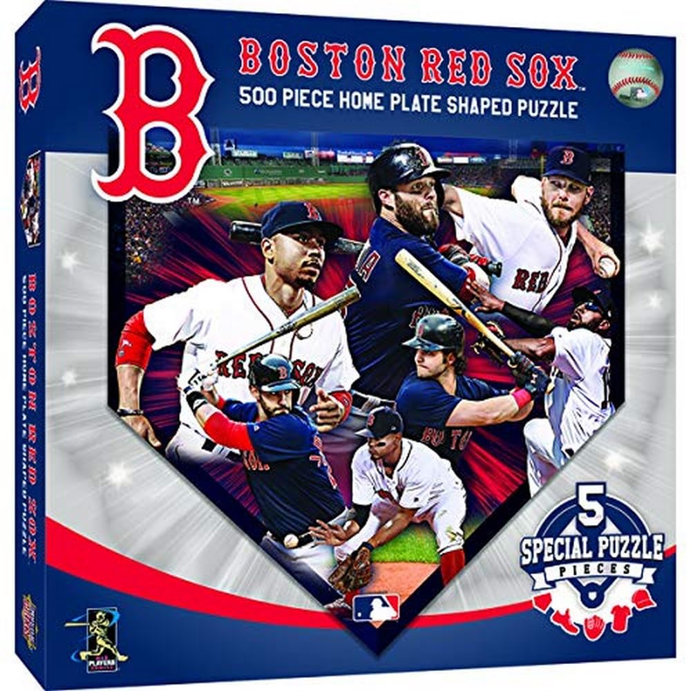 MLB Boston Red Sox Unisex 500 Piece Home Plate Shaped Jigsaw Puzzle, Red, 500-Piece Masterpieces