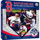 MLB Boston Red Sox Unisex 500 Piece Home Plate Shaped Jigsaw Puzzle, Red, 500-Piece Masterpieces