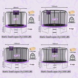 ACWARM HOME 12FT Trampoline for Kids and Adults, Trampoline with Basketball Hoop and LED Lights, ASTM Approved, Purple ACWARM HOME