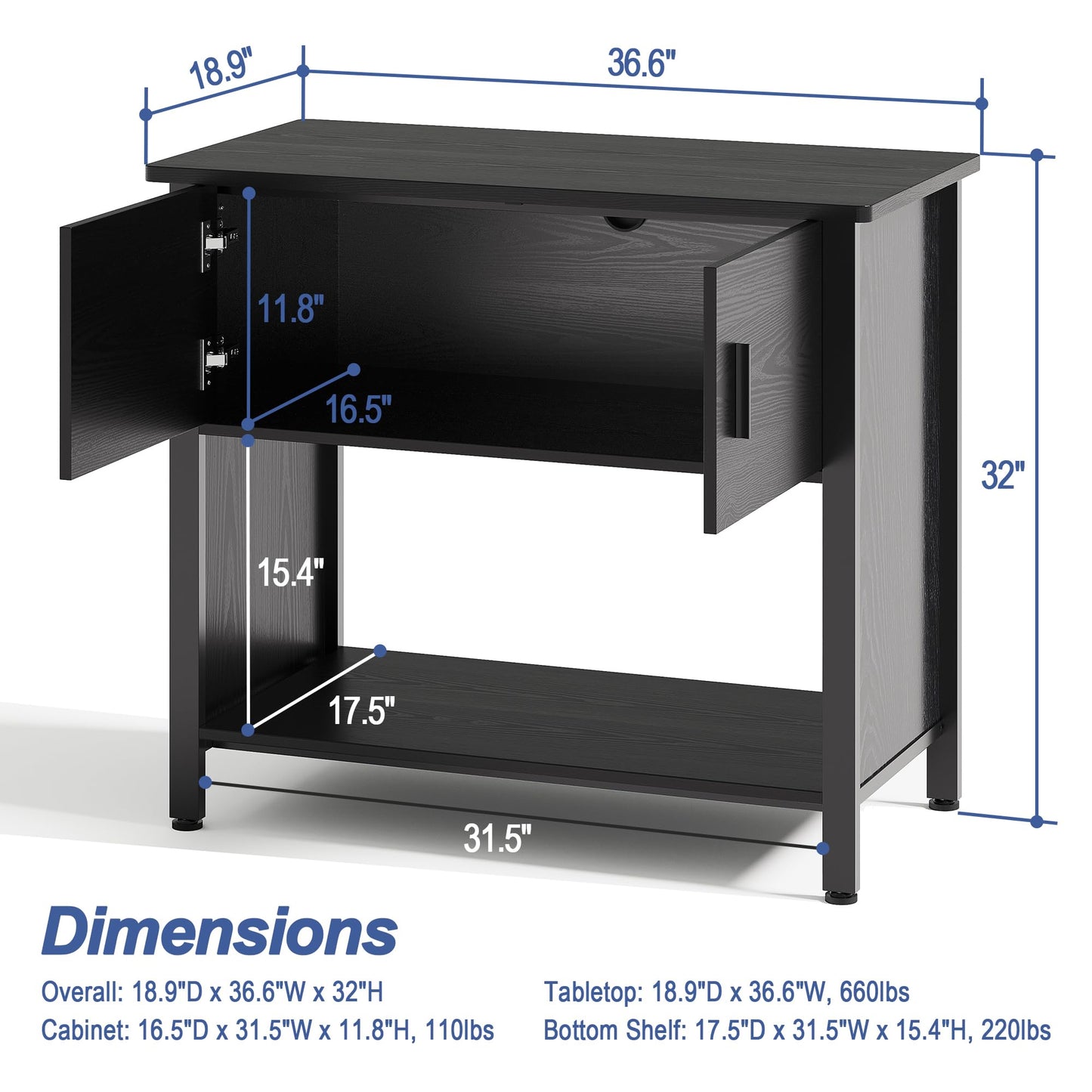 Xilingol 40-50 Gallon Aquarium Stand, Fish Tank Stand with Cabinet for Fish Accessories Storage, Heavy Duty Metal Frame, 990LBS Capacity, Turtle Tank, Reptile Terrariums and Breeder Tank Stan - WoodArtSupply