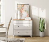 WAMPAT Dresser for Bedroom with 3 Drawers, White Kids Dressers with Wide Chest of Drawers, Mid Century Modern Wooden Closet Storage Organizer, Small Dressers for Living Room, Nursery, Hallway WAMPAT