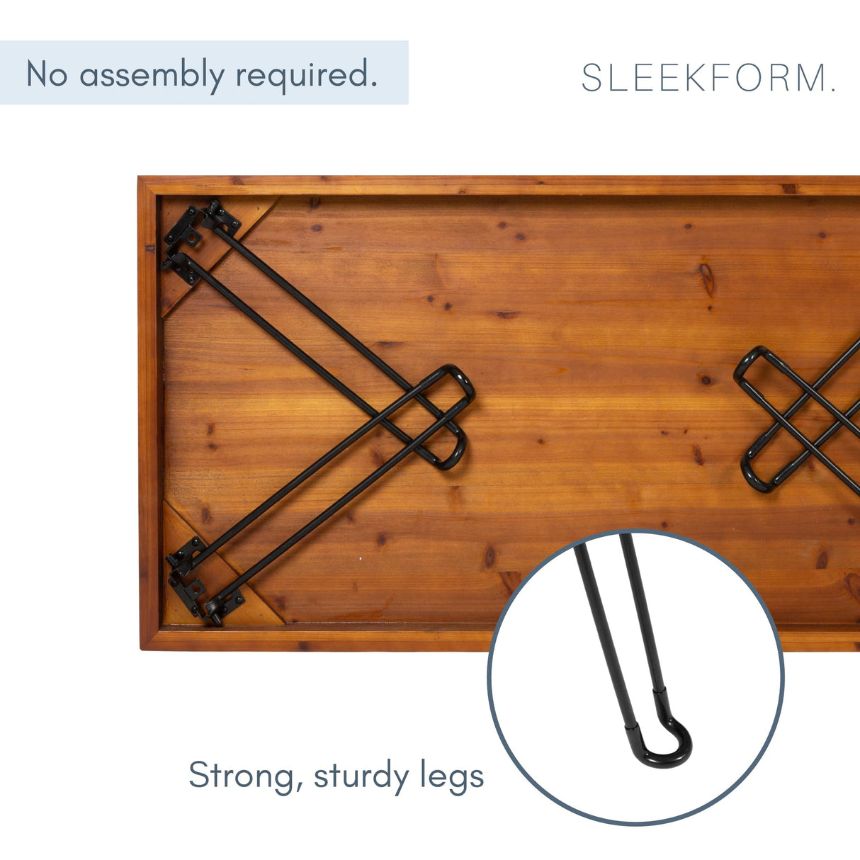 Sleekform Folding Wooden Coffee Table - Collapsible 20x40 Light Wood Mini Desk - Lightweight Foldable Coffee Tables for Small Spaces - Fold Up Hairpin Legs - Walnut Wood Finish Sleekform