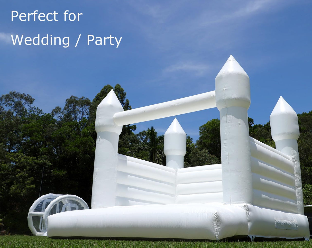 White Bounce House for Kid Adult Commercial -(100% PVC),(750w Blower), Large Inflatable Bouncy Castle for Wedding, Birthday Party Decor,13.5x11.5x10FT Inflantteble