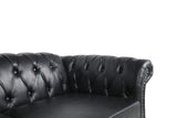 RARZOE Modern 3 Seater PU Chesterfield Sofa, Upholstered Tufted Button Leather Chesterfield Couch, Classic Faux Leather Settee with Nailhead Trim Scroll Arms for Living Room Bedroom(Black) RARZOE