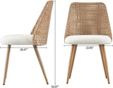 YLKHOME Rattan Dining Chairs Set of 4, Rattan Set of 4 Dining Chairs with Cane PE Rattan Backrest,Upholstered Boucle Fabric Dining Chairs Set of 4, Cesca Cane Dining Chairs for Bedroom, Kitchen YLKHOME