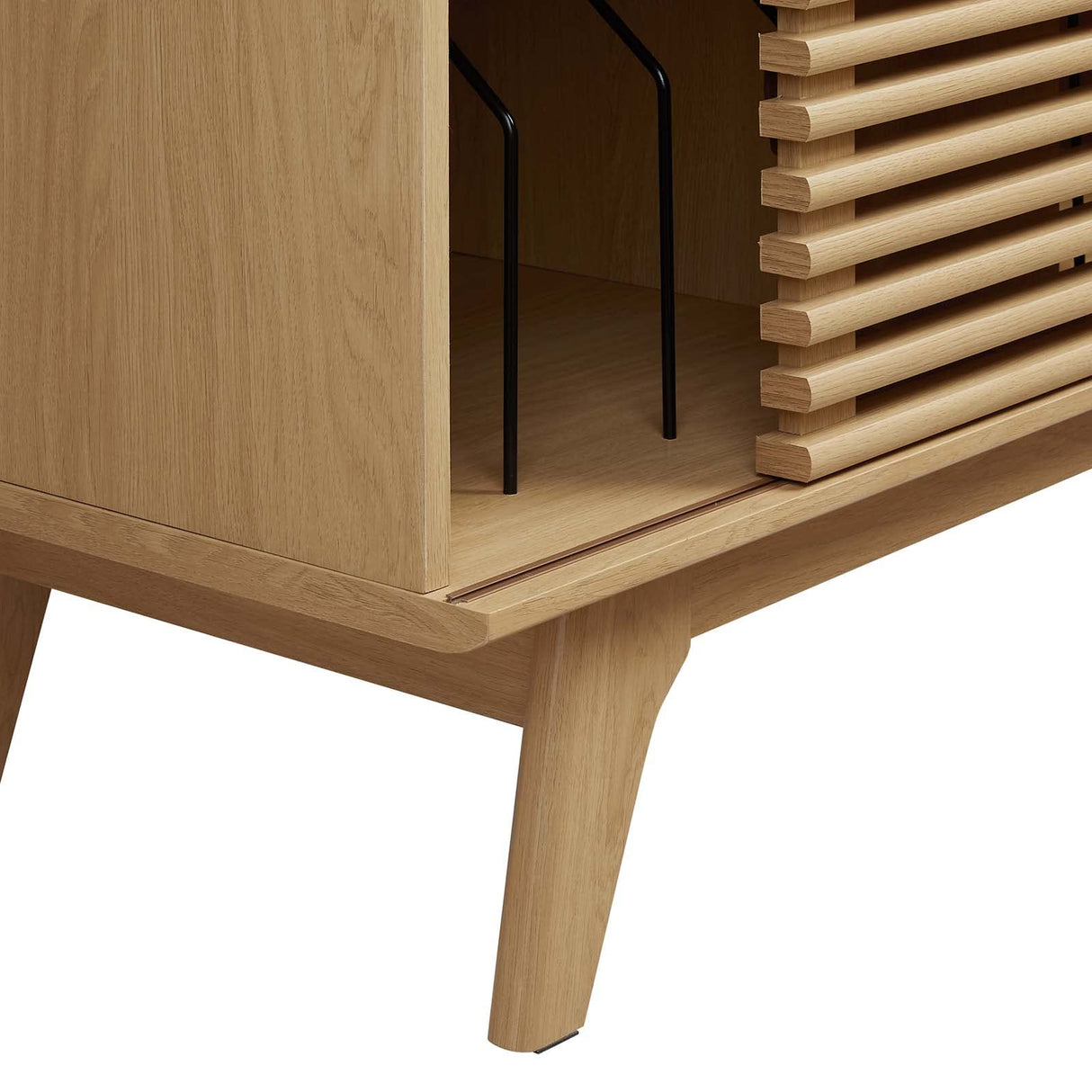 Modway Render Mid-Century Modern 37" Vinyl Record Display Stand in Oak Modway