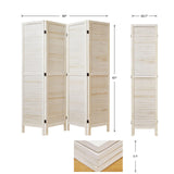 Room Dividers and Folding Privacy Screens, Wood Louvered Separators Divider Wall for Home Office Bedroom - 4 Panels, 67 * 60inch (White-Washed) Svimi