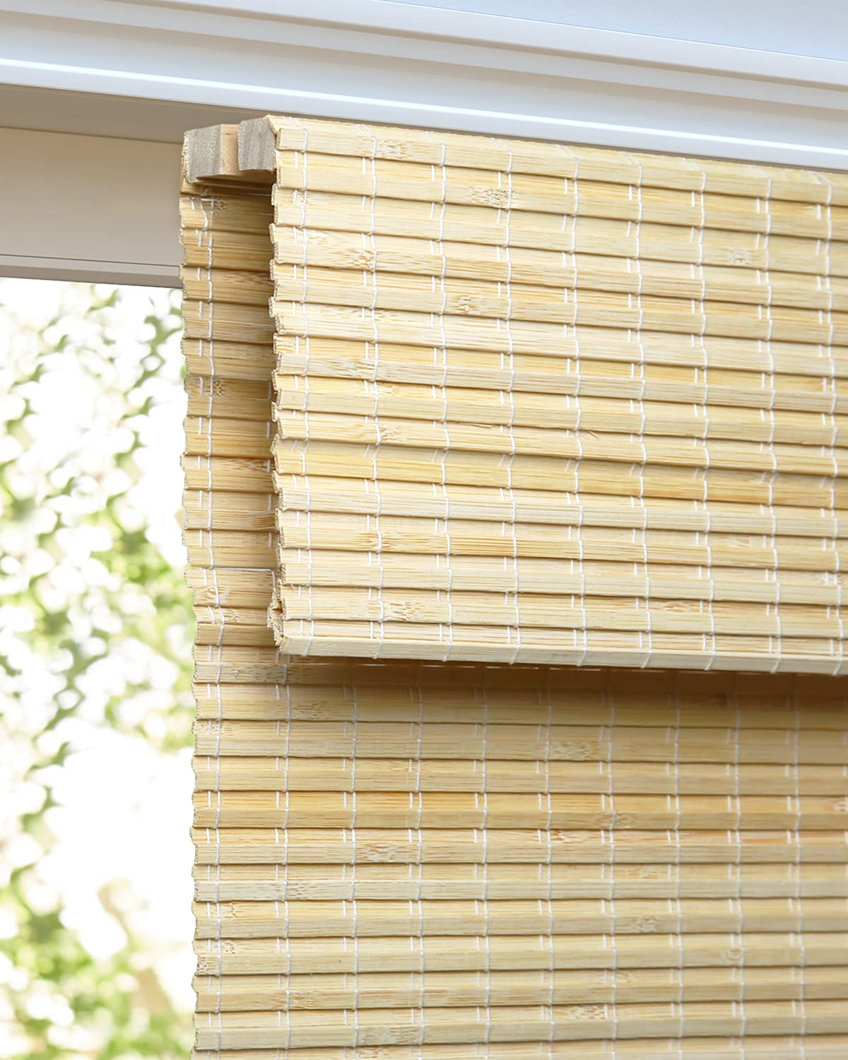 LazBlinds Cordless Bamboo Roman Shades, Privacy Window Treatment, Roll Up Bamboo Blinds for Windows, 27'' W x 60'' H LazBlinds