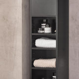 Haotian BZR34-SCH, Black Bathroom Tall Cabinet with 1 Drawer, 2 Doors and Adjustable Shelves, Bathroom Shelf, 7.87 x 7.87 x 70.87 Bathroom Tall Cabinet Cupboard Haotian
