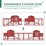Magazoopet 79" L Chicken Coop with Run, Mobile Chicken Hen House with Nesting Boxes, Wheels, Outdoor Indoor Rabbit Hutch, Poultry Cage for Chickens Ducks Bunny with Removable Tray, Ramp (Red) Magazoopet
