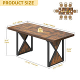 DWVO Farmhouse Dining Table for 6-8 People, 70.8-Inch Rectangular Wood Dining Table, Rustic Kitchen Dinner Table with Heavy Duty Metal Legs for Dining Room (Rustic Brown) DWVO