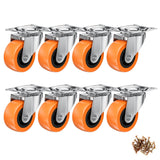 1.5 Inch Casters, ASHGOOB Caster Wheels/Casters Set of 8, 360° Swivel Universal Plate Caster Wheels for Storage Box/Small Furniture/Kitchen Appliances, Orange Polyurethane (PU) Castors (8 Pack) ASHGOOB