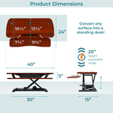 VERSADESK® PowerPro 40” x 24” Standing Desk Converter | 7.75” - 23.5” Electric Height Adjustable Sit to Stand Desk Riser w/Keyboard Tray & USB Hub - Ergonomic Workstation for Home & Office, Cherry VERSADESK