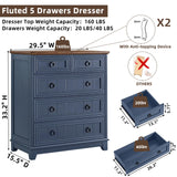 Joaxswe Farmhouse 5 Drawer Dresser for Bedroom, 33.2" Tall Small Dressers & Chest of Drawers, Rustic Wood Dresser with Metal Handle, Storage Organizer Closet for Living Room, Hallway, Entryway Joaxswe