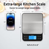 BOMATA Large Kitchen Scale with 0.1g/0.001oz High Precision, 5kg/11lb Bakery Scale with% Percentage Function, USB Rechargeable, Full-View Angle LCD with Backlight, Stainless Steel Pan BOMATA