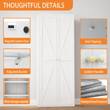 Howzone Food Pantry Cabinet, 71" Kitchen Pantry Storage Cabinets with Doors and Adjustable Shelves, Metal Hutch Cabinet with Storage for Kitchen, Living Room, Dining Room, White Howzone