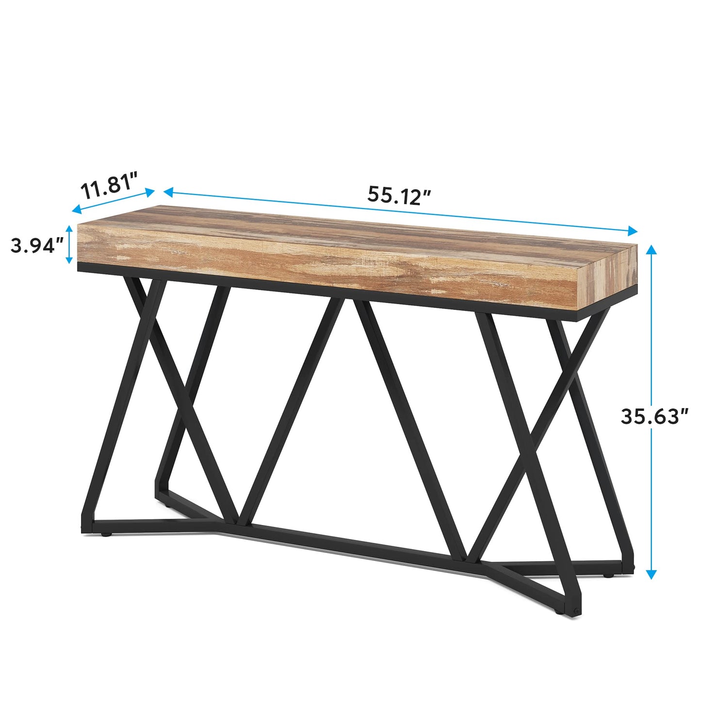 Tribesigns 55 Inches Console Table, Farmhouse Sofa Table Wood Entryway Table with Unique Metal Base, Behind The Couch Table Foyer Table, Industrial Accent Table for Hallway, Living Room, Entr - WoodArtSupply