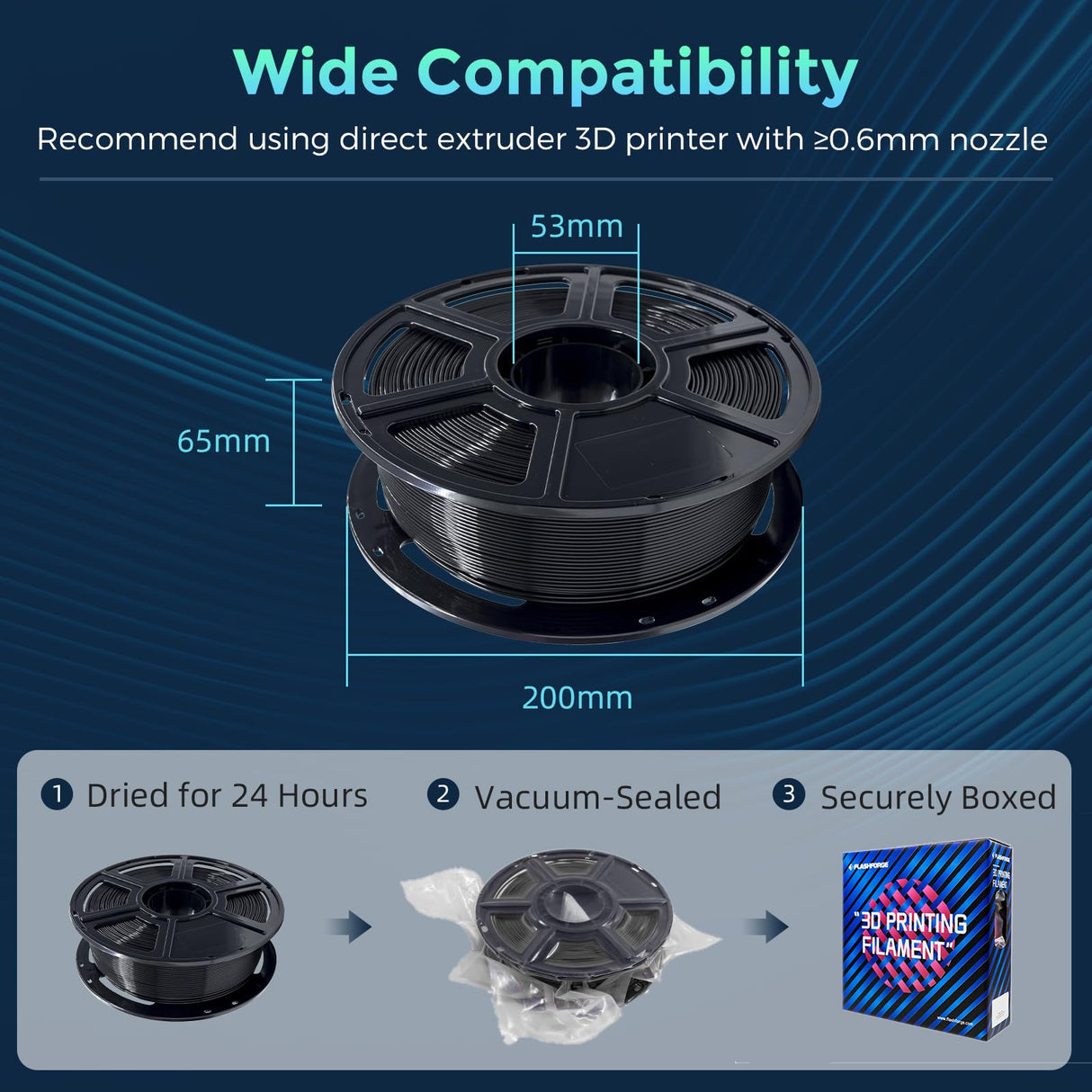 FLASHFORGE PLA Flexible 1.75 mm, 4X longer stretch 3D Printer Filament 1Kg (2.2lbs) Spool - Dimensional Accuracy +/- 0.02 mm, Ideal for Printing Soft Accessories FLASHFORGE