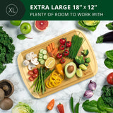 ROYAL CRAFT WOOD Bamboo Cutting Boards for Kitchen, Wood Chopping Boards with Juice Groove, Wooden Cutting Board for Vegetables, Fruit and Cheese Charcuterie Serving Tray XL, 18" x 12" ROYAL CRAFT WOOD