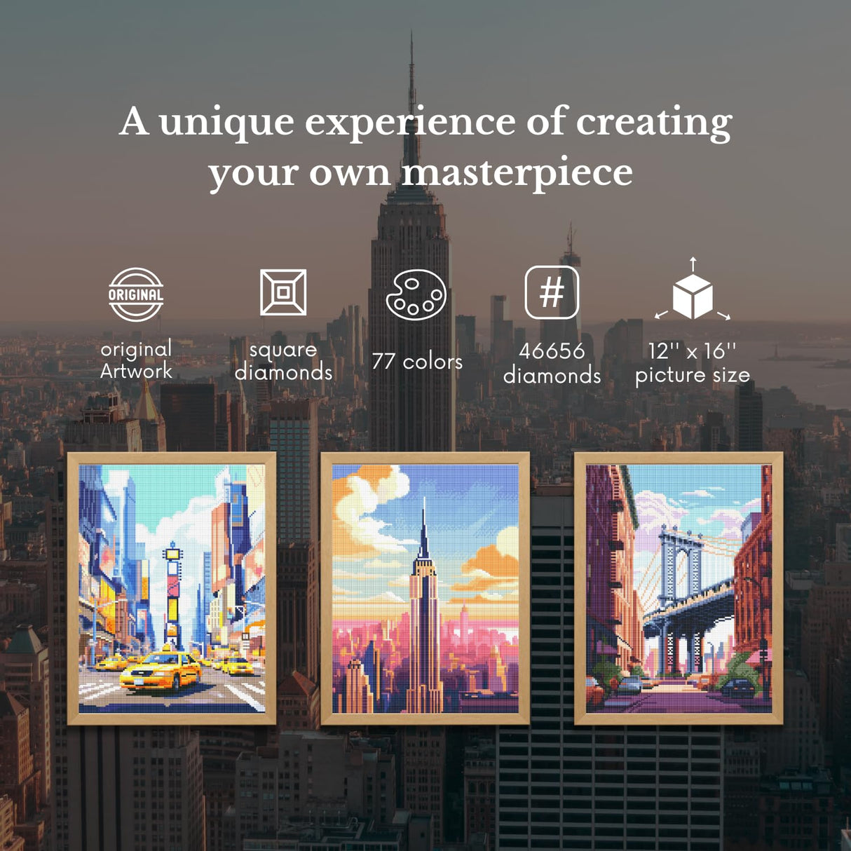 Neopalette Diamond Painting Kits for Adults, Art and Craft, Full Drill Diamond Painting Abstract and Ornaments, DIY 5D Diamond Art Craft (New York) Neopalette