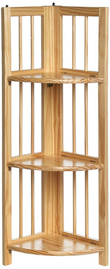 Casual Home 4-Shelf Corner Folding Bookcase, Natural Casual Home