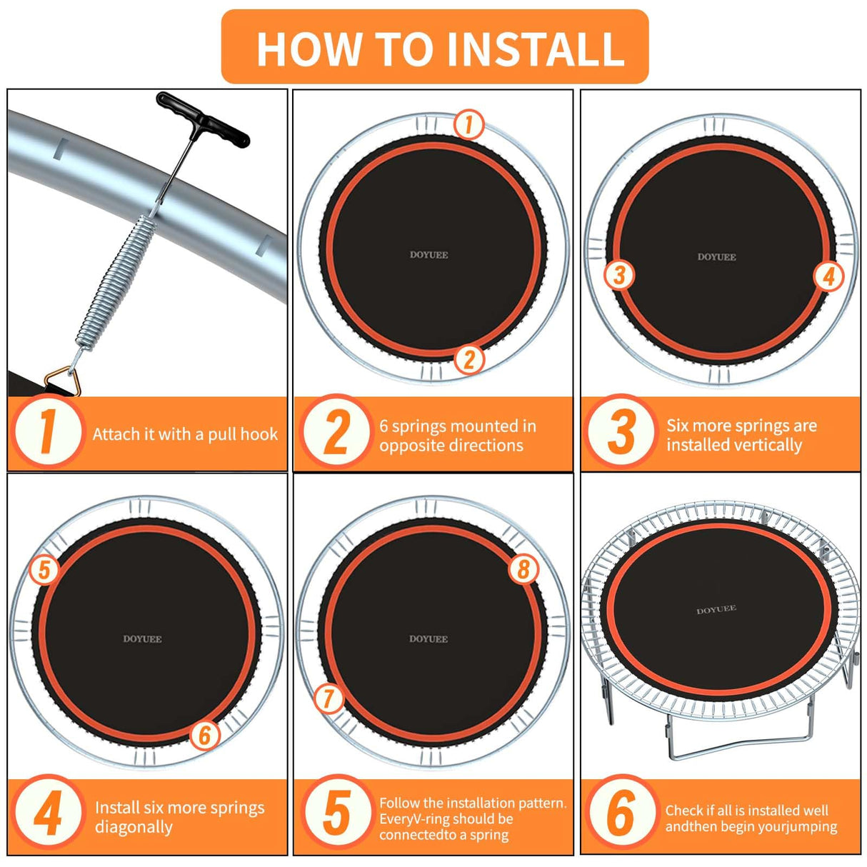 Doyuee Trampoline Mat Replacement-Fits 16FT Frame with 108 Rings Fits 6.5-7.0" Springs-Mat Diameter 14.3ft (172inch), Not Include Spring and Frame Doyuee