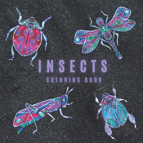 Insects Coloring Book: With Abstract Folk Ornamen - Activity for Adults and Kids - Perfect Gift for Boys - 14 Bugs (Large 8.5x8.5 Inch, Glossy Cover) Majosta