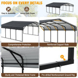 EBE 20' x 20' Metal Carport, Outdoor Heavy Duty Carport with Galvanized Steel Roof and Enhanced Metal Frame Structure, Garage Car Shelter Shade for SUV Trucks and Boats EBE