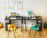 AODK 32-Inch Small Computer Desk with Fabric Drawers and Charging Station, Kids Girls Teen Study Writing Desk for Bedroom, Home Office Desk with Storage Shelf & Bag, Vanity Table for Small Space,Black AODK