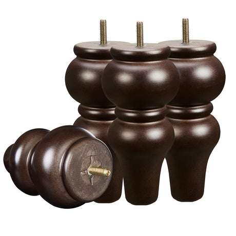 SHANJUE Wood Furniture Legs 8 inch Sofa Legs Pack of 4,Round Couch Legs Espresso Mid Century Chair feet Replacement,Sofa Replacement Parts SHANJUE