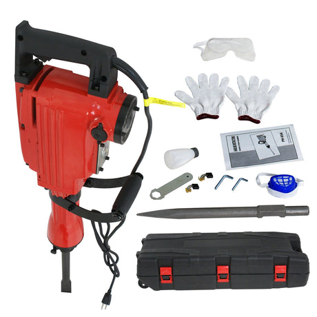 ZENY 2200W Heavy Duty Electric Demolition Jack Hammer Concrete Breaker Drills w/Case, Gloves 2 Chisel 2 Punch Bit Set ZENY