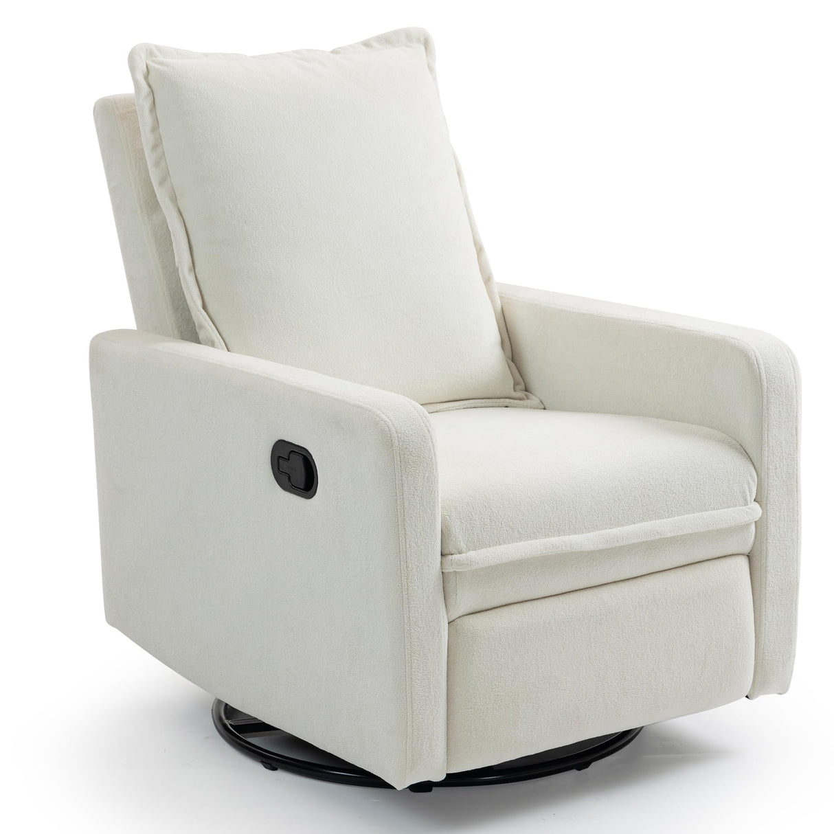 Fachmaih 360° Swivel Rocking Chair Nursery Glider Recliner Nursery Chair Manual Swivel Rocker Recliner with High Backrest Armchair Comfy Side Modern Chair for Living Room (White) Fachmaih