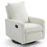 Fachmaih 360° Swivel Rocking Chair Nursery Glider Recliner Nursery Chair Manual Swivel Rocker Recliner with High Backrest Armchair Comfy Side Modern Chair for Living Room (White) Fachmaih