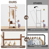 Taitiy Solid Wood Coat Rack Clothes Rack, Coat Rack Freestanding with 2 Shelves and 5 Hooks, Heavy Duty Coat Tree for Entryway, Living room, Coat Hanger Stand for Hats, Bags Clothes(Walnut Brown) Taitiy