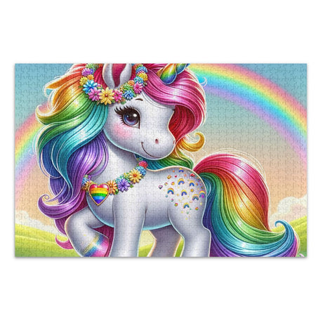 Jigsaw Puzzles Unicorn and Rainbow 1000 Piece Puzzle Christmas Family Games ODAWA