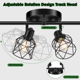 Baocuz 4-Lights Semi Flush Mount Ceiling Light, Adjustable Multi-Directional Light Fixtures, Rotatable Farmhouse Light Fixtures Mount with Metal Cage for Dining Room, Living Room Baocuz