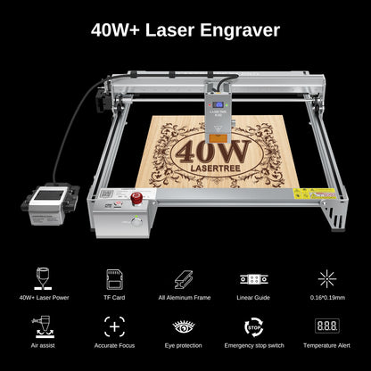 LASER TREE Laser Engraver Machine, 40000mW(40W+) Output Power Laser Cutter with Air Assist Pump, High Precision Laser Cutter and Engraver for Wood and Metal, Paper, Acrylic, Glass, Leather et - WoodArtSupply