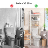Home Zone Living Over The Toilet Bathroom Storage Organizer with 3 Tiers of Shelving Rack Space Home Zone Living
