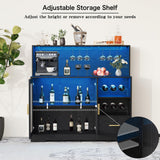 Wine Bar Cabinet with LED Light, Liquor Cabinet Bar for Home with Wine and Glass Rack, Modern Kitchen Coffee Bar Cabinet with Storage, Buffet Sideboard with Drawers for Living Dining Room, Black amzzar