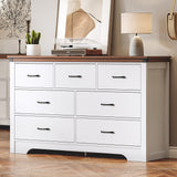 Airynee Farmhouse 7 Drawer Dresser for Bedroom, 51" Wide Chest of Drawers, Wood White Dresser with Deep Drawers, Storage Dressers Organizer for Bedroom, Living Room, Hallway Airynee