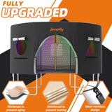 jumpfly 12FT Trampoline Tent for Kids,Fit for 8 Straight Poles Round Trampoline,Trampoline Shade Cover with LED Light,Outdoor Trampoline Accessories Canopy,Sunscreen Clubhouse,Anti-Tear,Camping,Black jumpfly