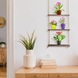 Nuanchu 2 Pieces Decorative Wall Hanging Shelves Window Shelf for Plants 3 Tier Distressed Rustic Home Decor Wood Rope Shelf Floating Indoor Wall Swing Hanging Plant Shelves for Living Room Bathroom Nuanchu