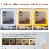 BTHFST Makeup Vanity with Charging Station & 3-Layer Jewelry Box, Vanity Desk with Sliding Mirror and Lights, Vanity Table with 8 Necklace Hooks & 5 Drawers & Shelves, White BTHFST